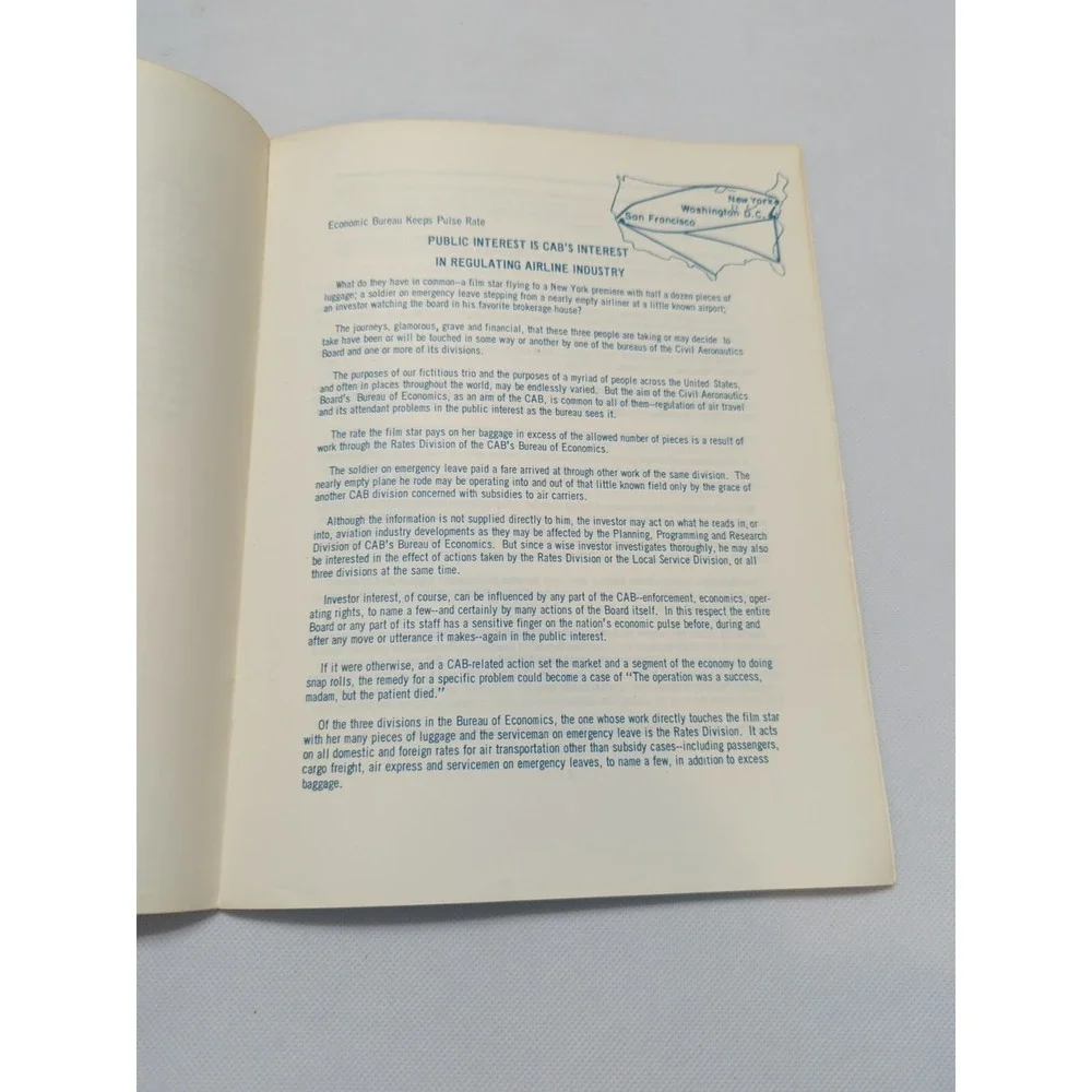 The Civil Aeronautics Board 1968 Information Booklet Regulating Airline Industry